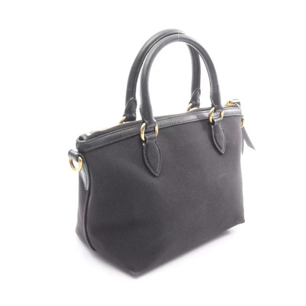 Prada Canvas Leather Black Handbag Bag